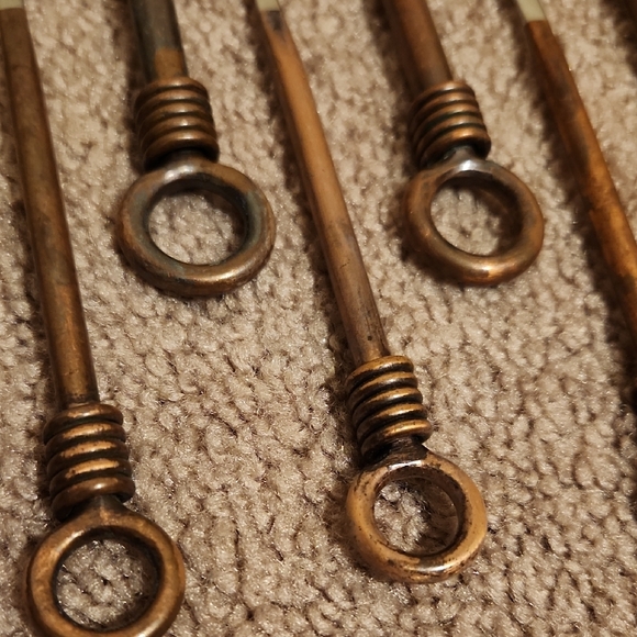 Copper & Stainless Flatware, 6 Forks, 6 Spoons - Picture 2 of 5